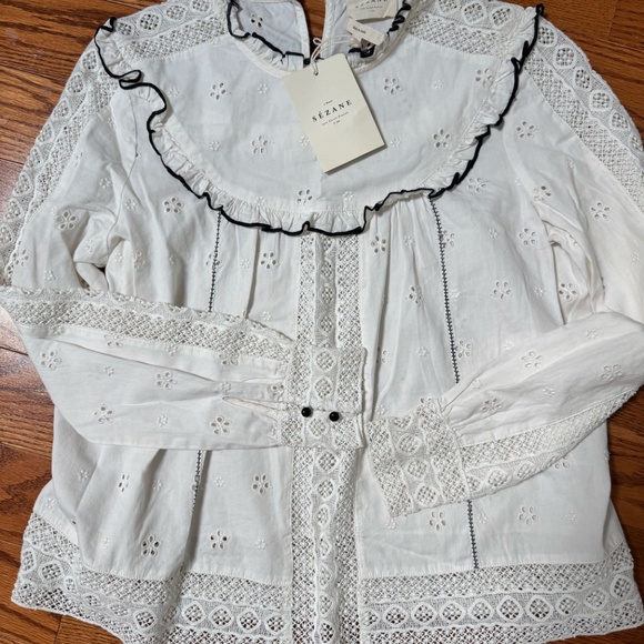 NWT RARE Sezane Blouse Katalina. Écru. - Size 38 (US Size 6) - Picture 5 of 6